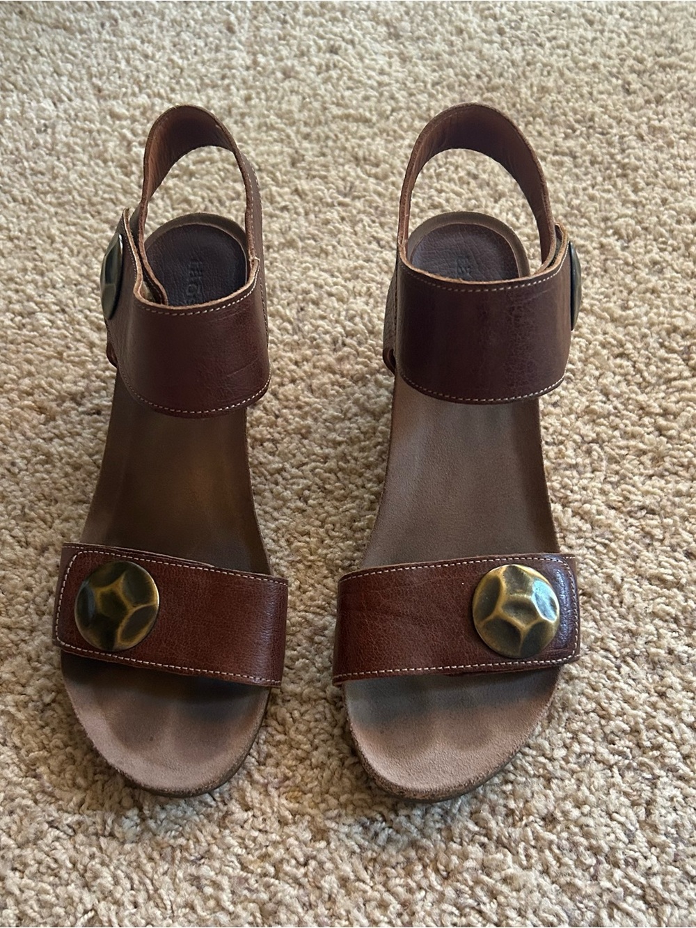 Taos Womens Boardwalk Wedge Ankle Hook&loop Straps Sandals shoes sz 39/8-8.5